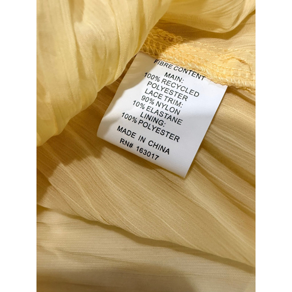 Princess Polly Yellow Lace Pleated Cami Top | Sheer Babydoll Tank Blouse US 10 - Picture 5 of 5